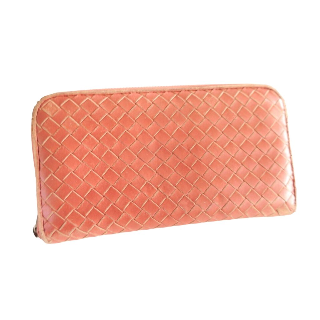 394079f V Bottega Veneta Wallet Long Intrecciato Zip Around Brown Leather
